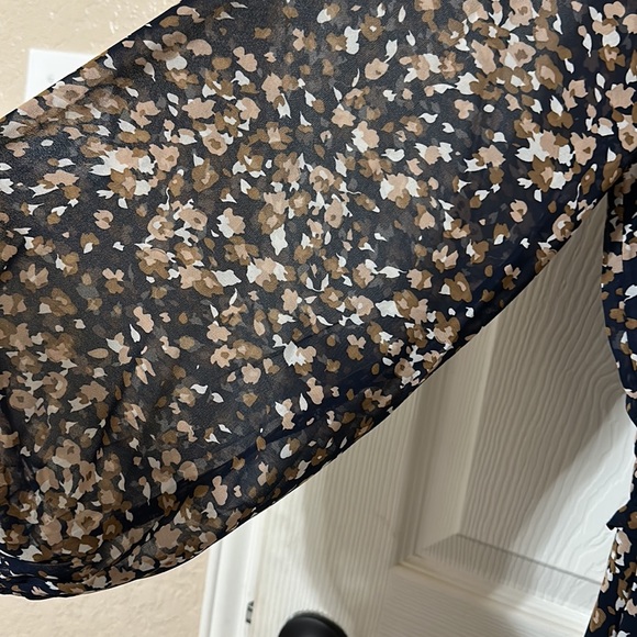 ROMPER that looks like a dress!Jodifl romper, navy blue & brown colors, sz small - Picture 6 of 7